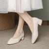 Woman Elegant Summer French Square Toe High Heels Mary Janes Female Retro Casual Shoes Low Heeled Soft Soled Ladies Shoes