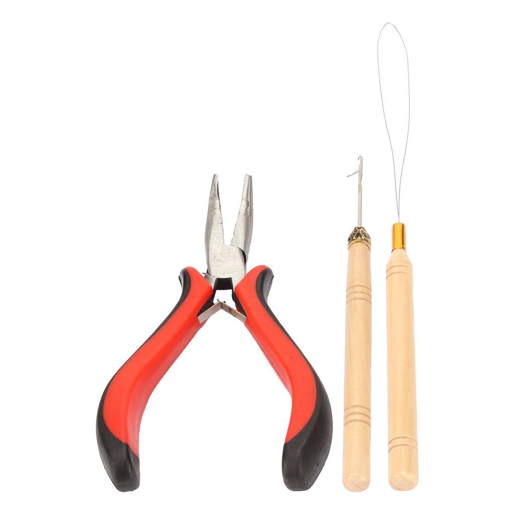 Hair Extension Tool Kit with Silicone Rings Crochet Pulling Hook Portable Hair Styling Kit