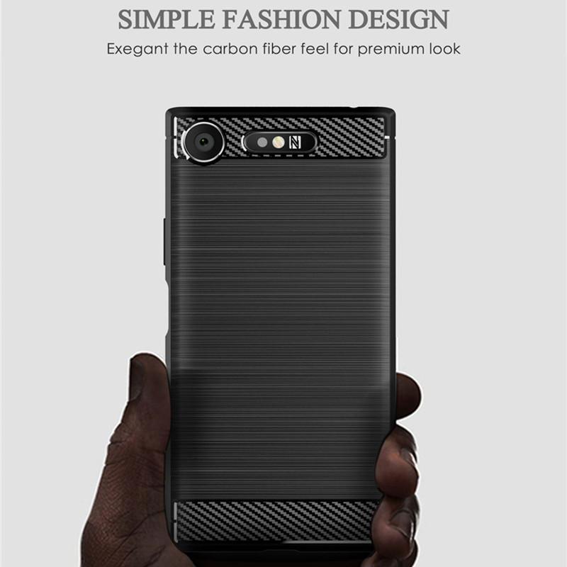 Carbon Fiber Cover For Sony Xperia XZ1 Compact XZ1mini Shockproof Phone Case for Sony Xperia XZ1 Mini Bumper Silicone Case