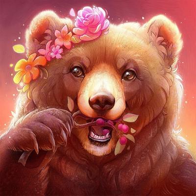 Pittura Diamante 5d Fai da Te Animale Orso Kit Punto Croce Trapano Completo Rotondo Ricamo Mosaico Arte Strass Immagine Decorazione