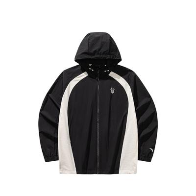 Anta Comfortable Simple Color Block Versatile Loose Hooded Zip Jacket Unisex Jacket 172531601-5