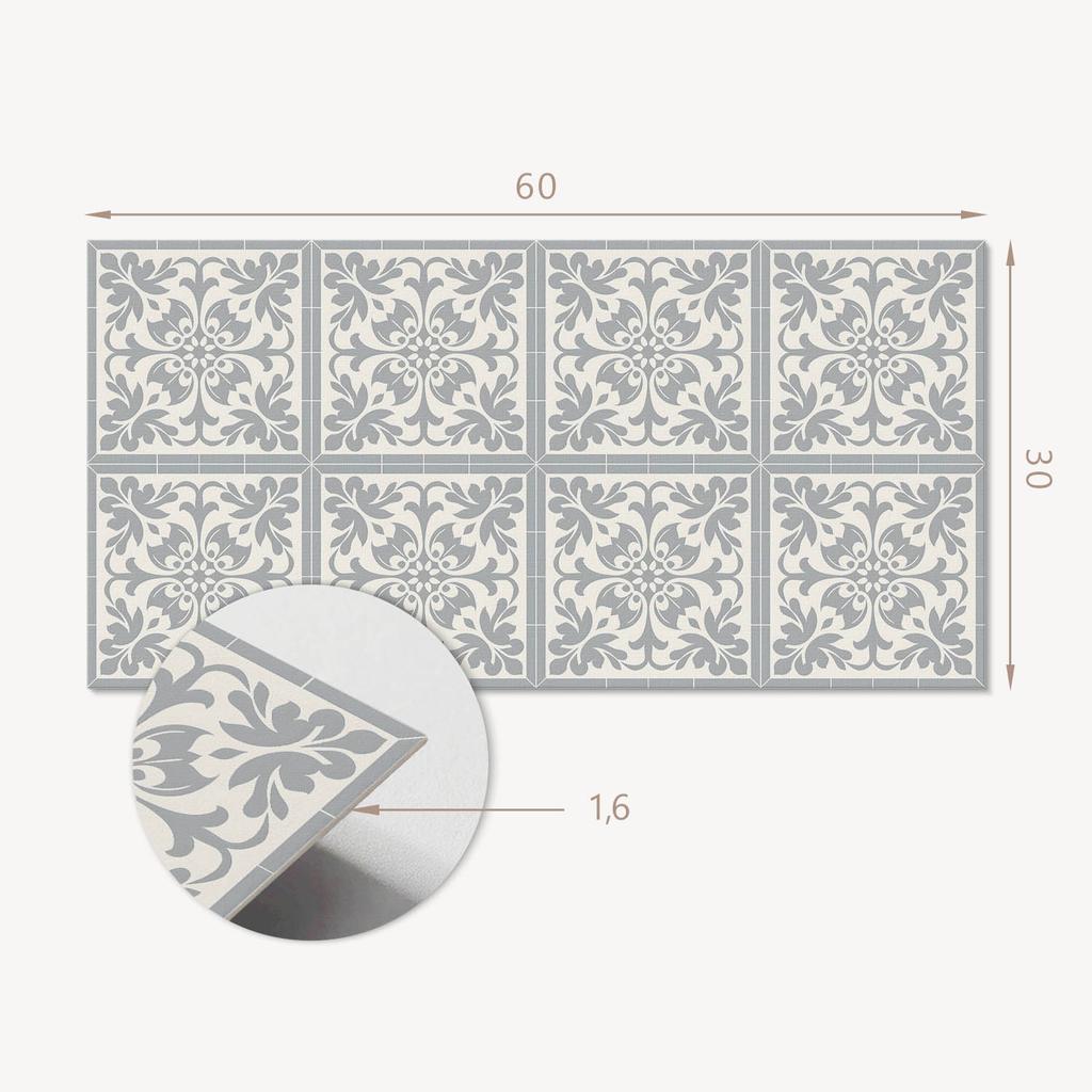 Set of Vinyl Tiles with Floral Pattern Print On Tiles 6X60X30 Cm