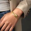18K Real Gold Electroplating European and American Metal Sense Zircon Snake Bracelet Retro Niche Jewelry