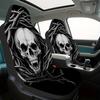 2pcs Dark Art Wolf Skull Pentagram Vines Print Car Seat Covers - Soft, Washable, Universal Fit For Driver & Passenger Seats, Tre
