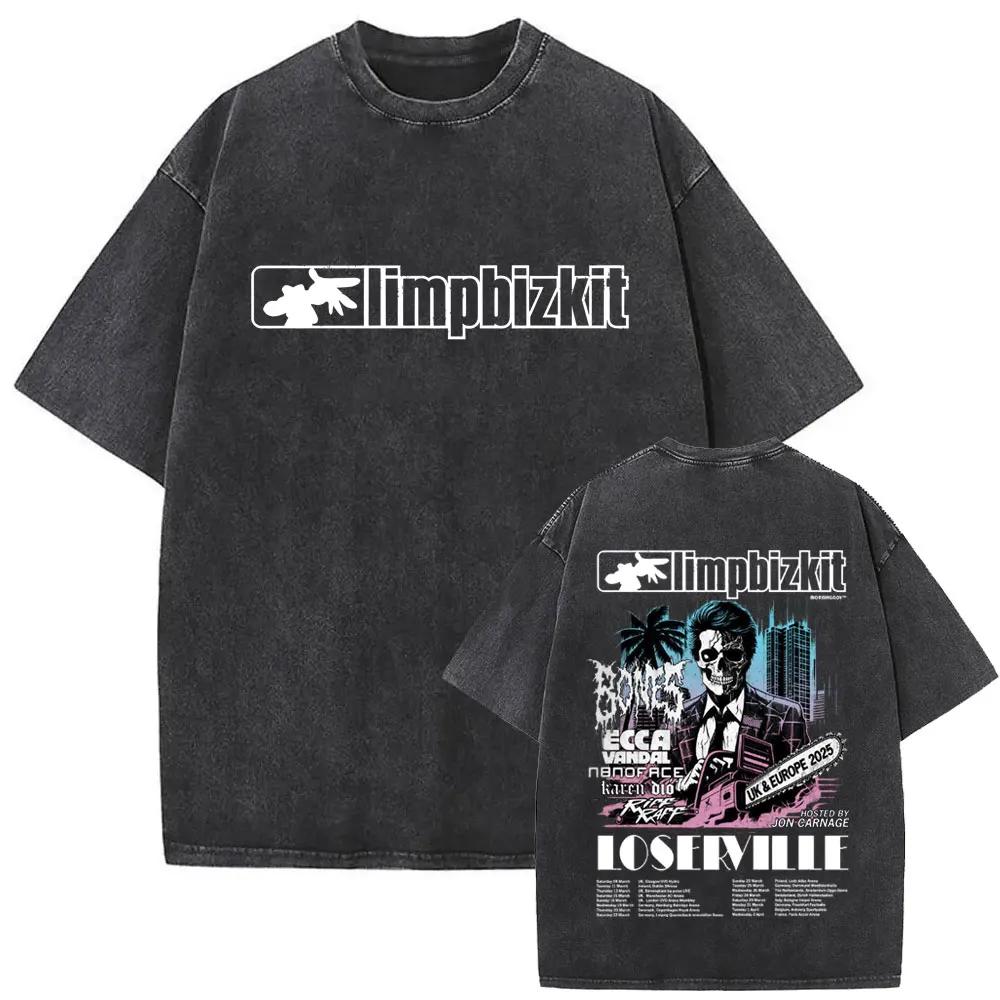 MXL Magliette Unisex Lavate Vintage Rock Band Limp Bizkit Stampa Significant Other Hip Hop Retro Oversize Manica Corta