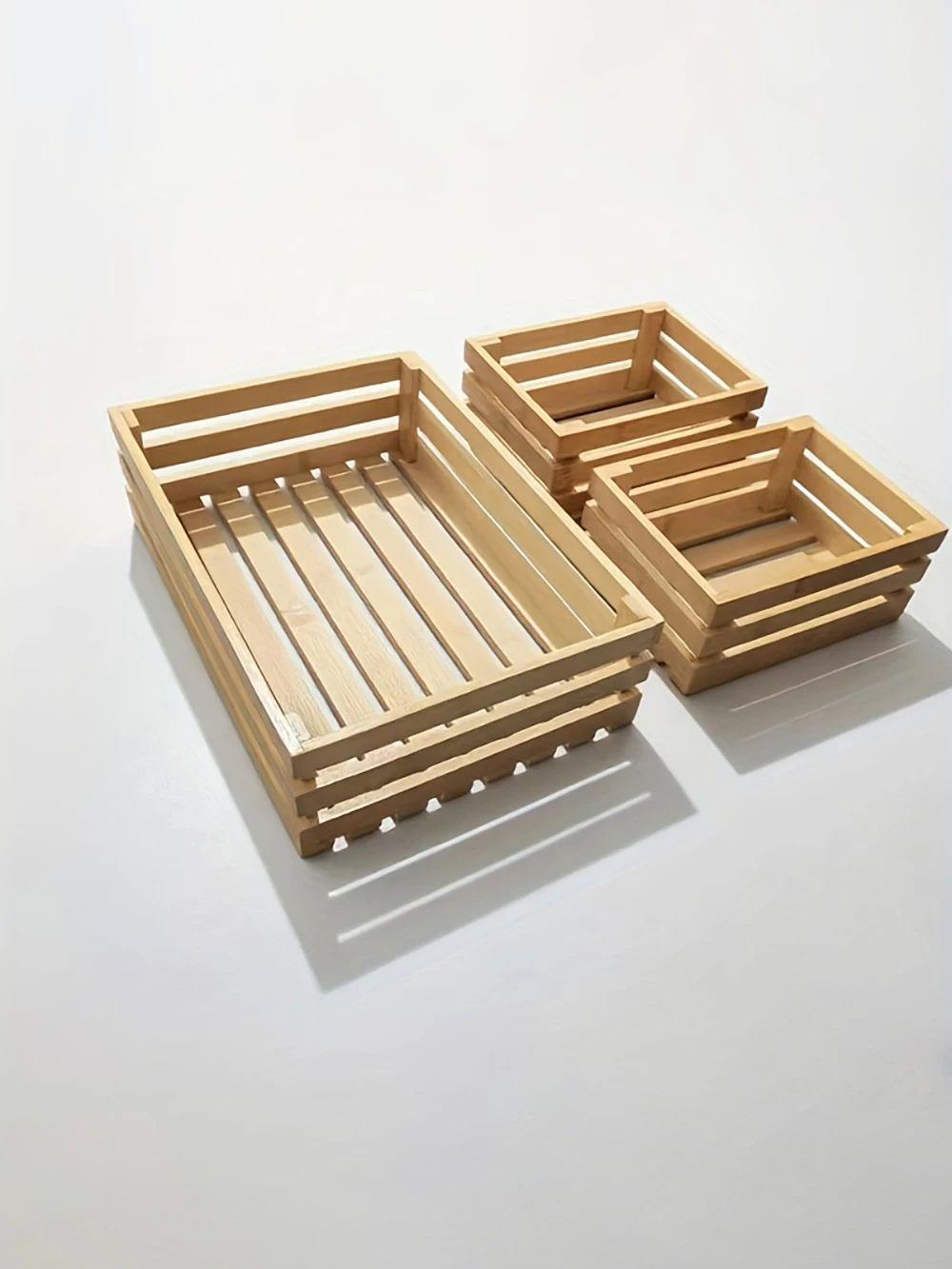 

Pack of 3 wooden boxes, handmade decorative wooden box, nesting box, farm storage basket, display and organization container