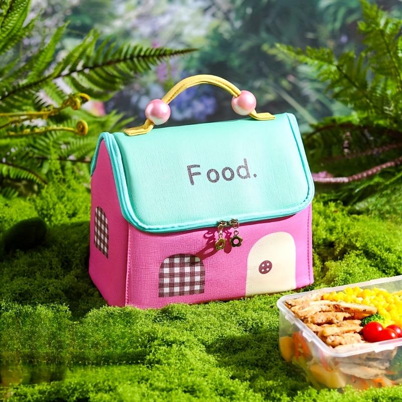 Non Food Contact Adorable House Shaped Insulated Lunch Bag Portable,Large Capacity with Aluminum Foil Lining, Easy to Clean, Vibrant Colors