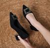 Size 31-44 Fashion Women Pumps Rhinestones Buckle Thick Heel Shoes Women Shallow Mouth Wedding Party Office High Heels