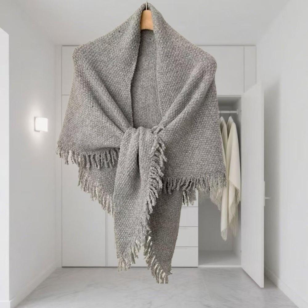 Warm Knitted Scarf Wool‑Blend Wrap Shawl Elegant Neck Warmer  Casual