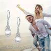 925 Sterling Silver Pearls Dangle Earrings for Women Wedding Party Fine Jewelry Gift