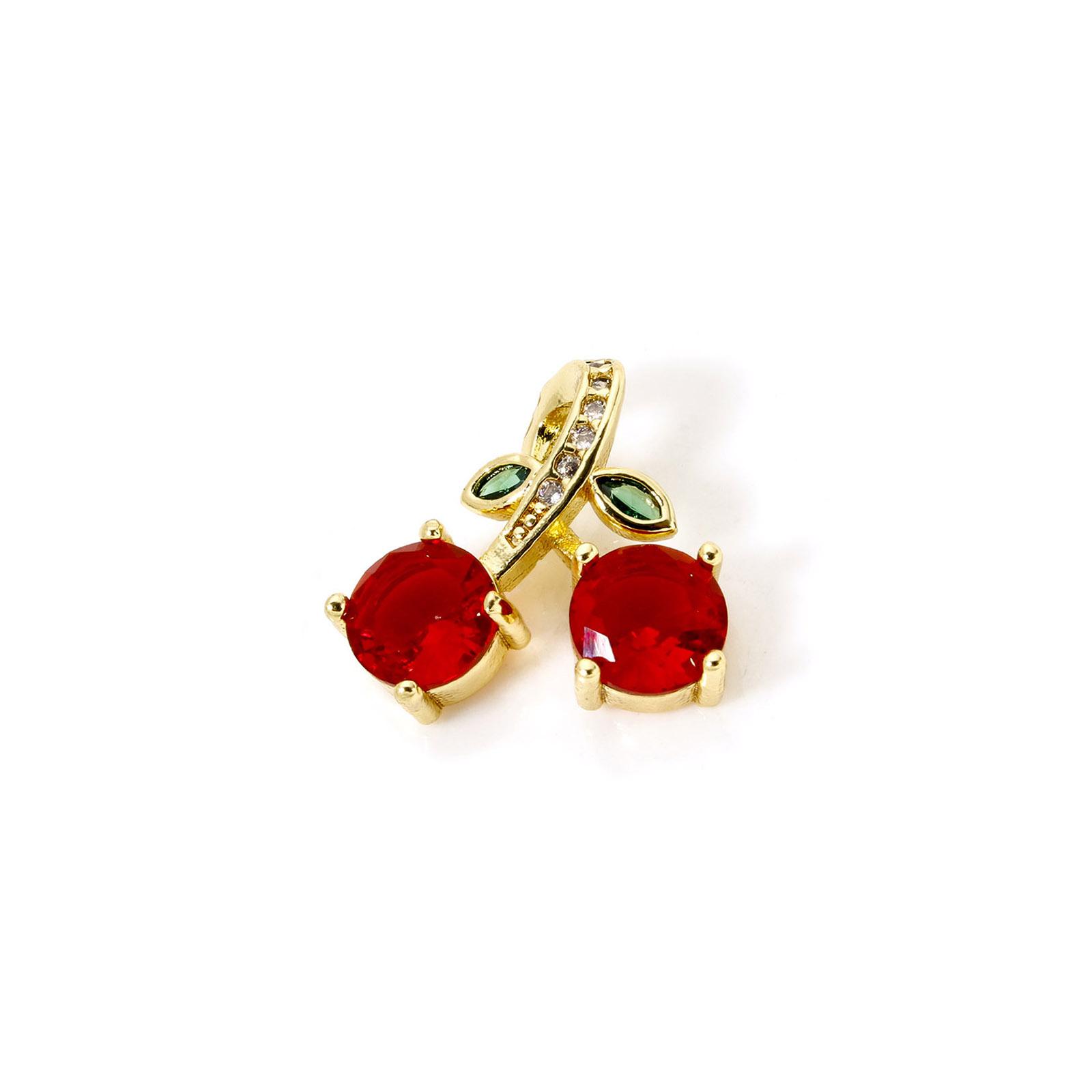 

2 Pcs Brass Charm Gold Plated Red Cherry Fruit Metal Pendant For DIY Necklace Bracelet Jewelry Making Findings Supplies
