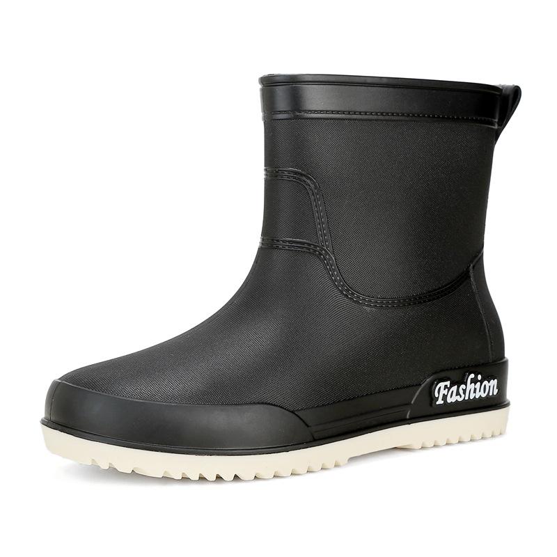 rain shoes women's adult short water shoes non-slip waterproof boots wear-resistant four-season students versatile solid color warm rain boots women