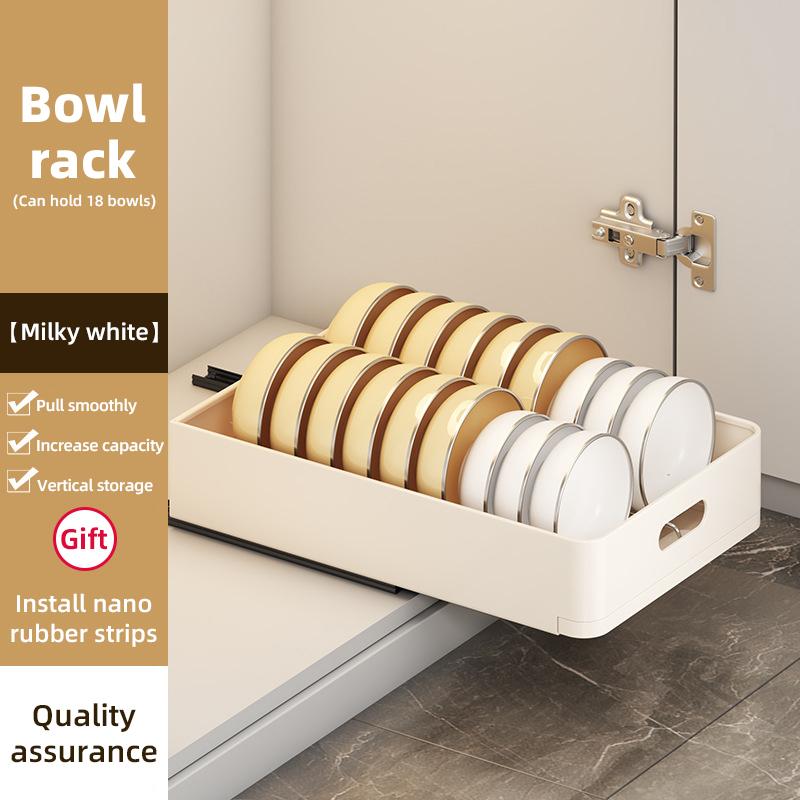 Kitchen Sliding Dish Rack Home Pull-out Drawer Bowl Storage Shelf Dish Drying Storage Box With Sliding Rail Kitchen Storage Rack