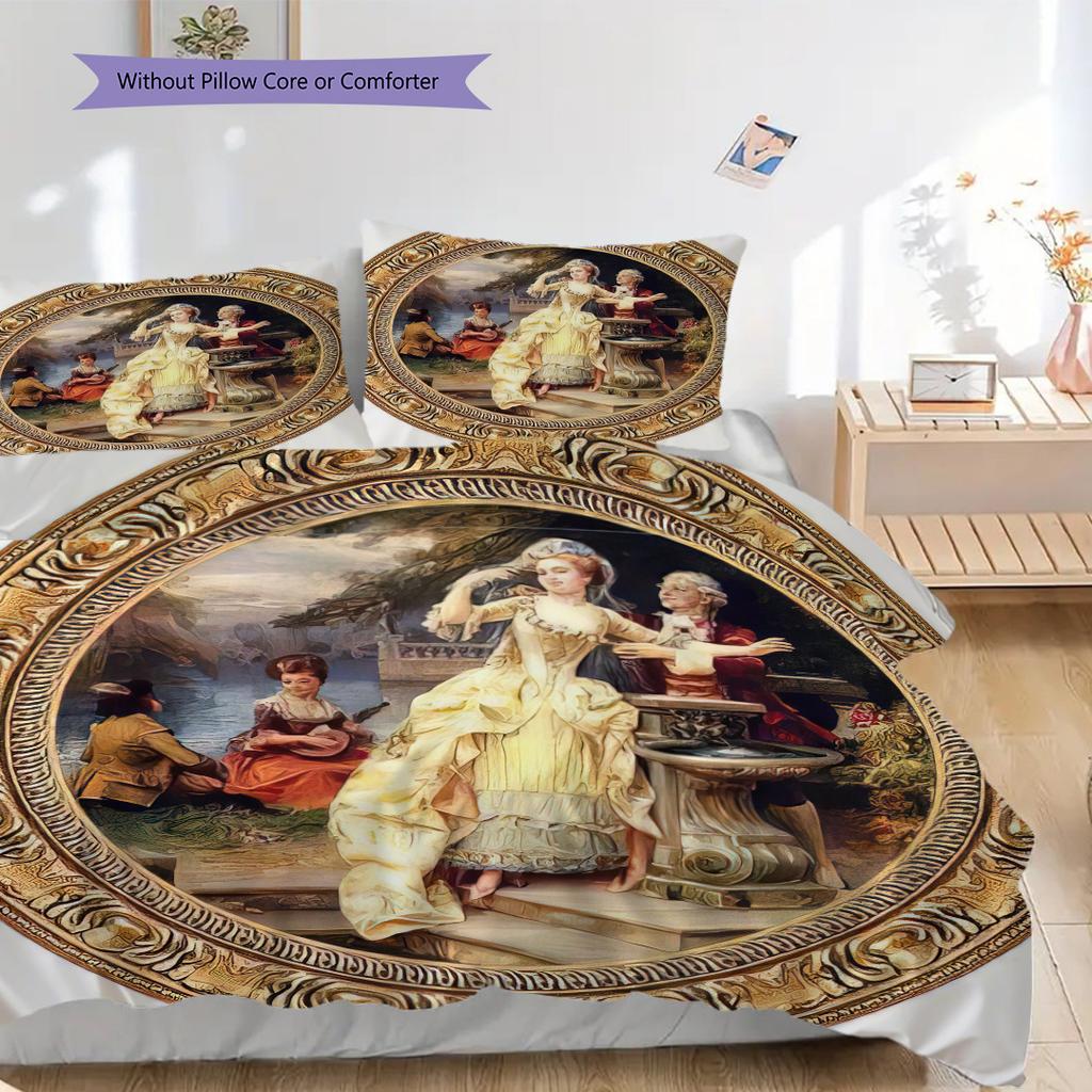 Elegant Victorian-style Romantic Lady Bedding, Duvet Cover, Pillowcase, Home Decoration, Birthday Gift (1 * Duvet Cover+2 * Pillowcase, Coreless)