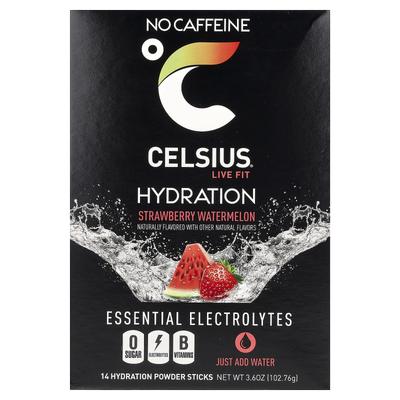 Live Fit, Hydration, Essential Electrolytes, Caffeine Free, Strawberry Watermelon, Hydration Powder Sticks 14 Count, 7.28G (0.26Oz) Each