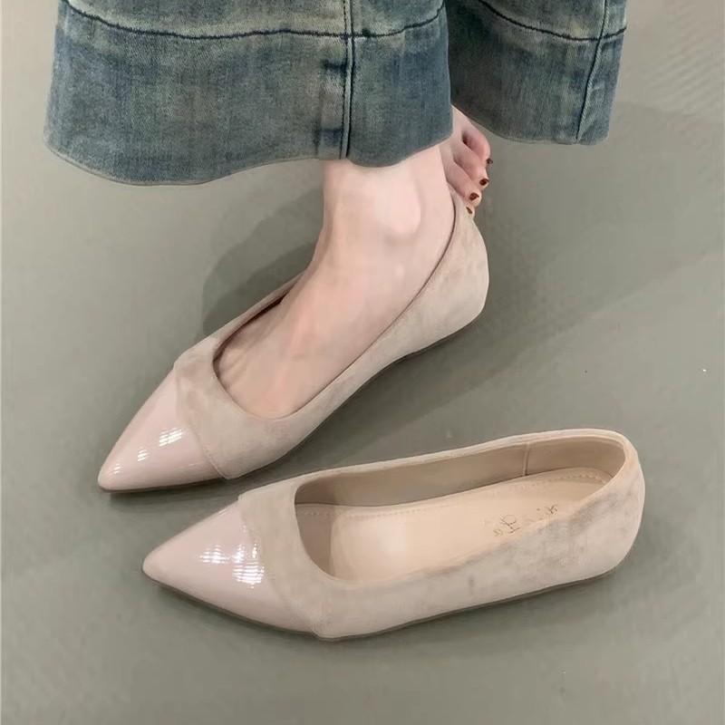 2025 spring new French temperament pointed Mary Jane single shoes women's shoes stiletto high-heeled splicing high-heeled single shoes