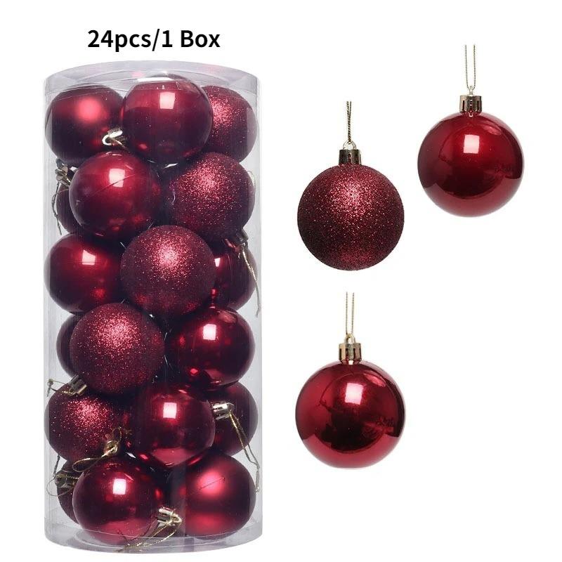 4CM Merry Christmas Decoration 24Pcs Hanging Christmas Ball Xmas Tree Pendant Ornaments for Home Decor Navidad Gifts Accessories