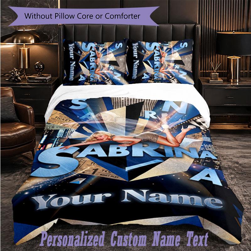 Personalized 3Pcs Bedding SetSabrina Carpenter Custom Text Duvet Cover Pillowcase Set Bedroom Gift
