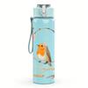 1PZ Ghirlanda Uccello Pettirosso su Ramo 750ml Colore Plastica Borraccia Sportiva Anti-perdita Tappo a Flip con Cannuccia Adatto per Sport Ufficio Uso Domestico