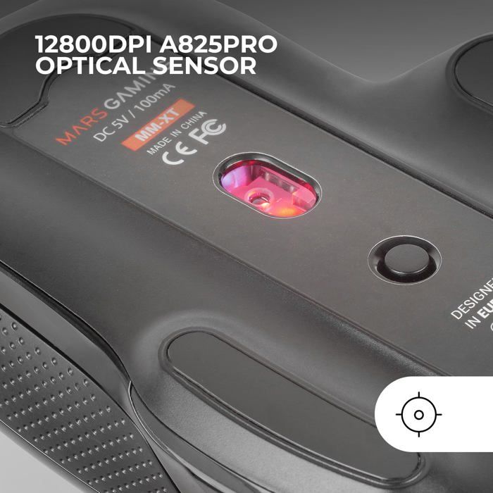 Souris Gaming - Mars Gaming - MM-XT - RGB - Ergonomique - 12800 DPI - 9 Boutons Configurables