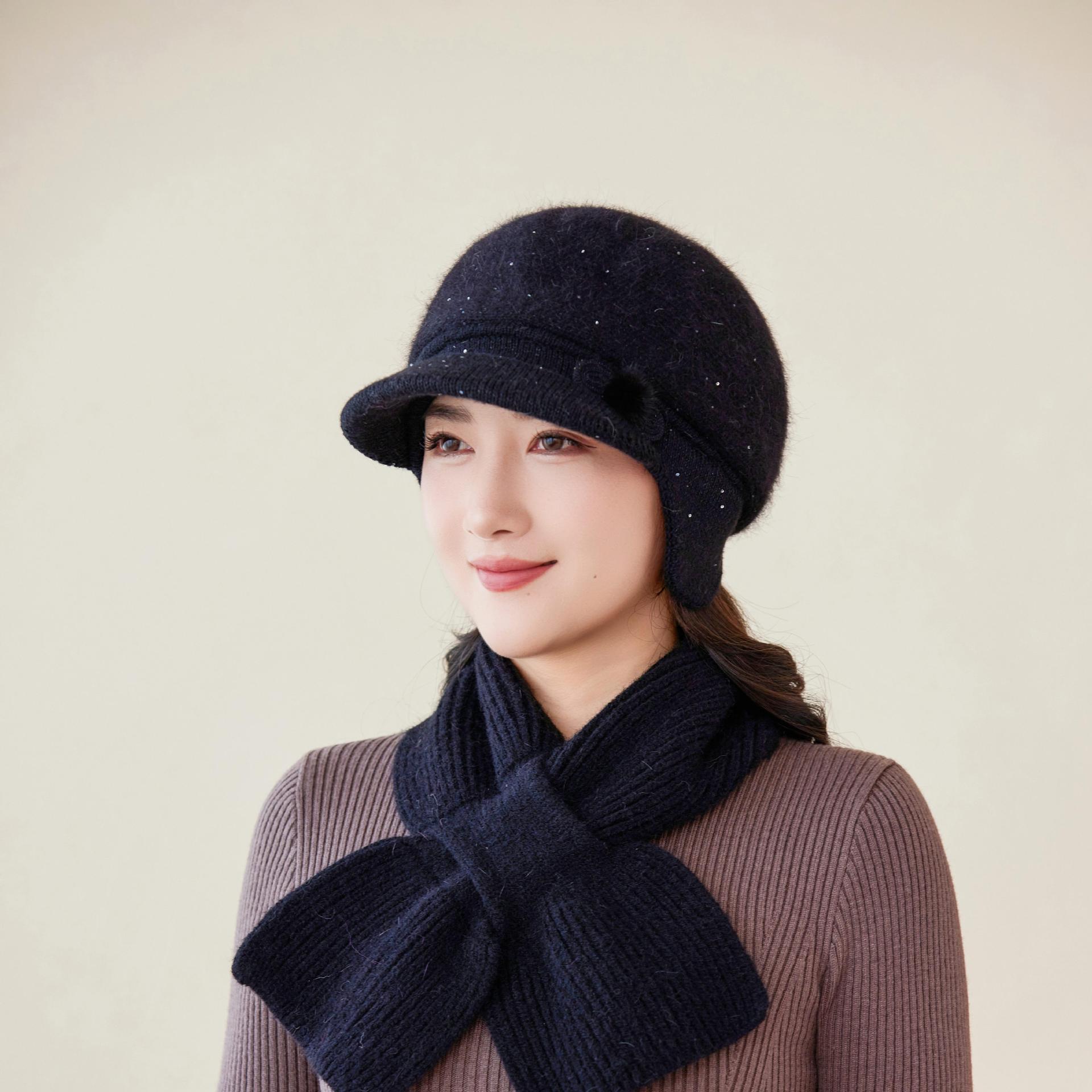 

Плюшевая теплая вязаная шапка из кроличьего меха для дам и матерей. Модная и универсальная плюшевая шляпа-ведро для женщин среднего и пожилого возраста. Зимняя шапка one size