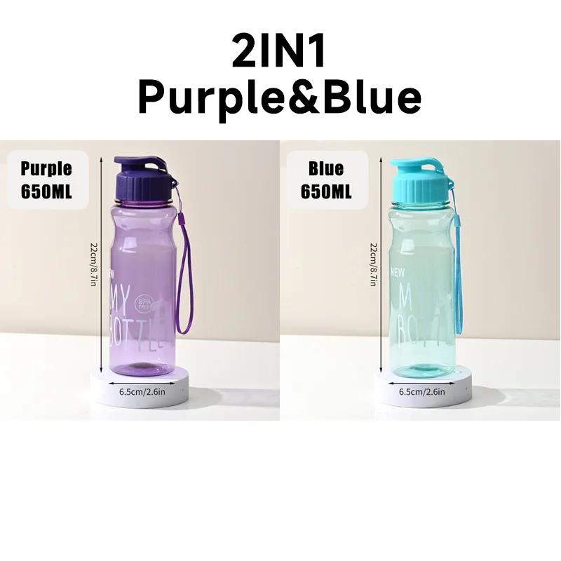 650ml Outdoor Large-capacity Sports Water Bottle Color Transparent PET Cold Water Cup Space Water Bottle Advertising Plastic Cup