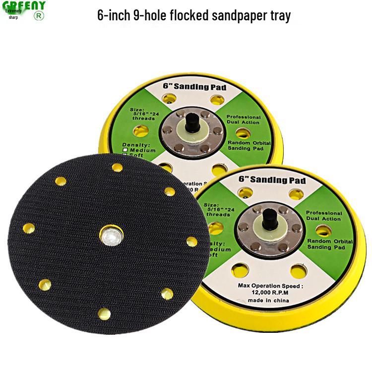 6-inch 6-hole Flocked Sandpaper Pad & Grinder Base Plate with Adhesive