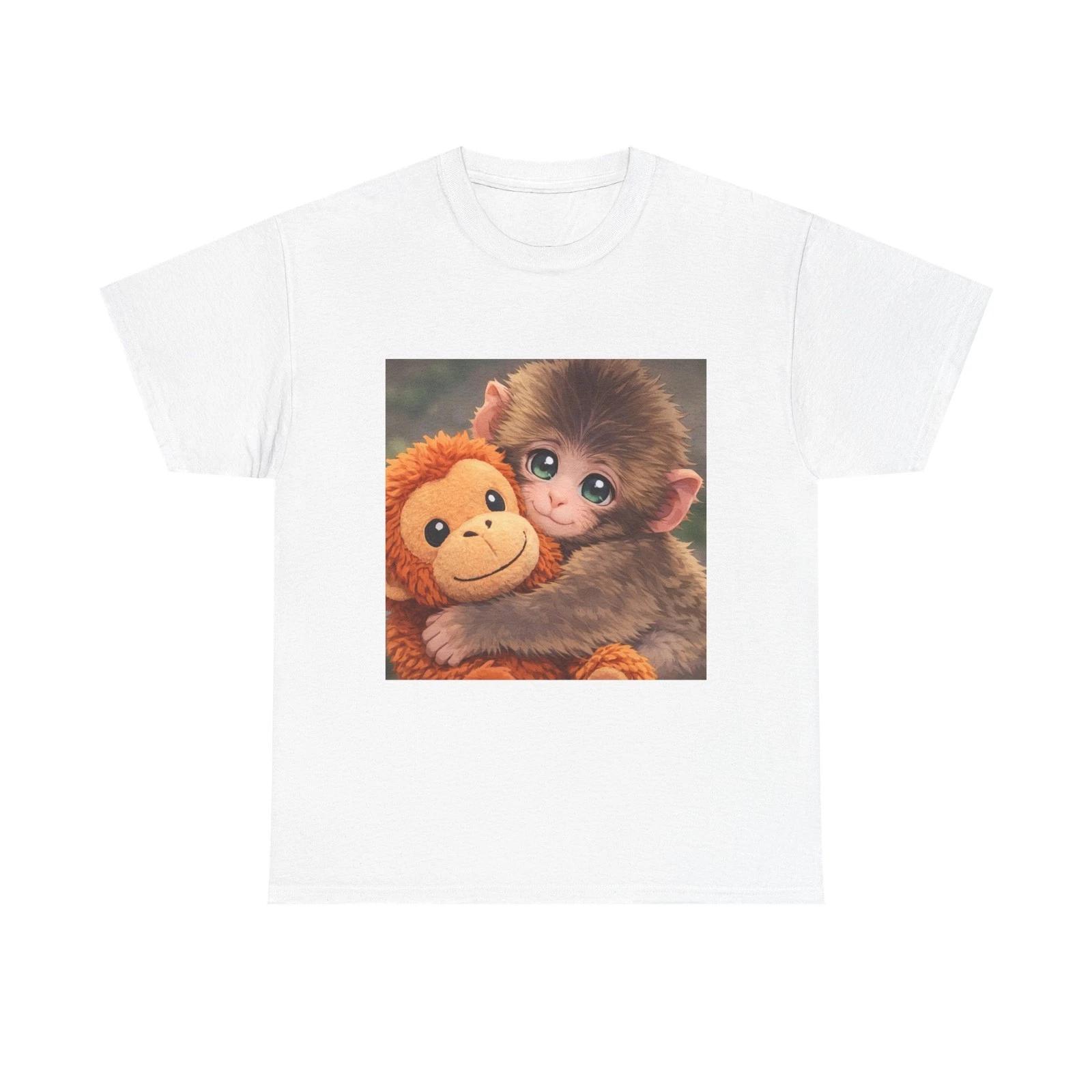 

Punch The Monkey T-shirt Cute Baby Monkey Hugging stuffed Plush Animal Graphic T L