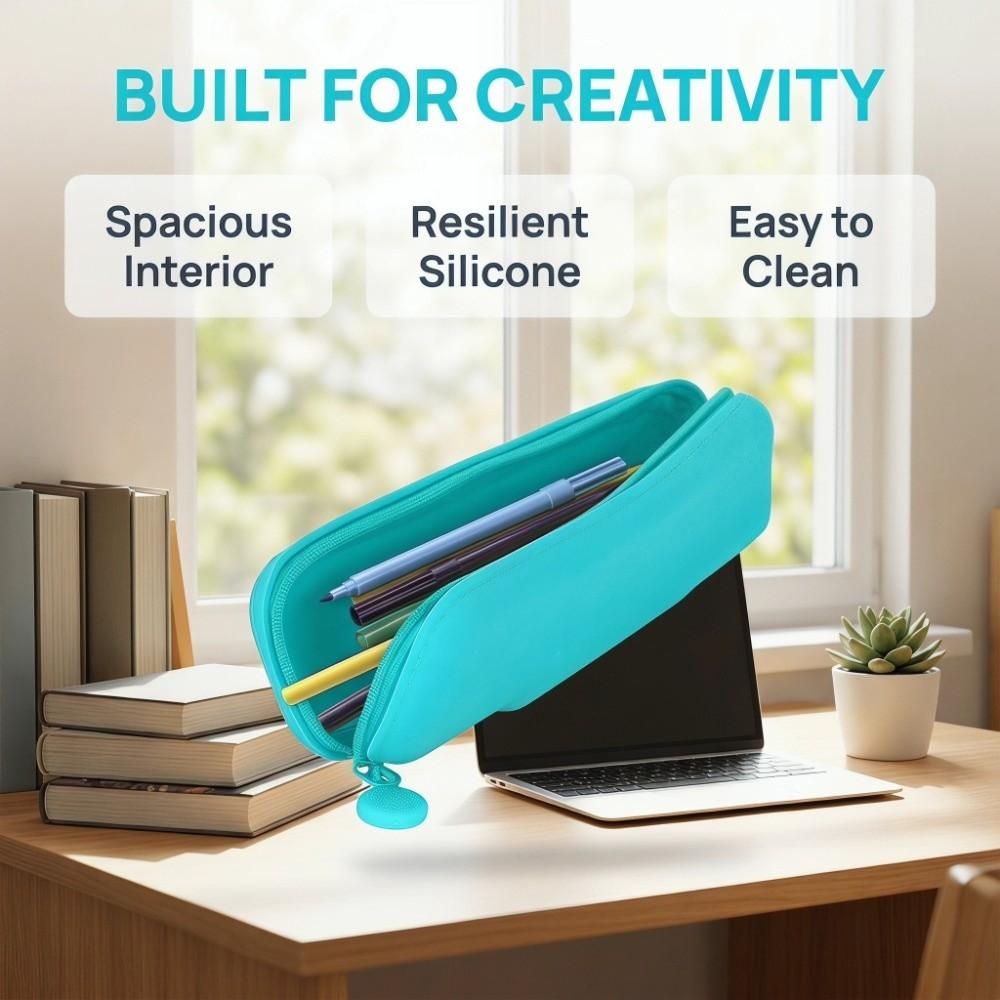 Mini Travel Pencil Zipper Pouch Silicone Stationery Bag Pen Storage Case Daily Office Supply Sort