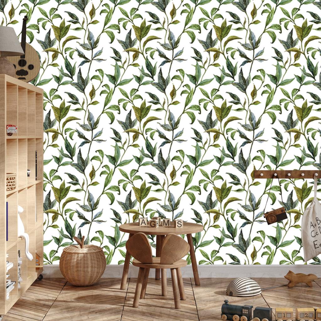 Watercolor Leaves Wallpaper for Living Room and Bedroom 50x1000