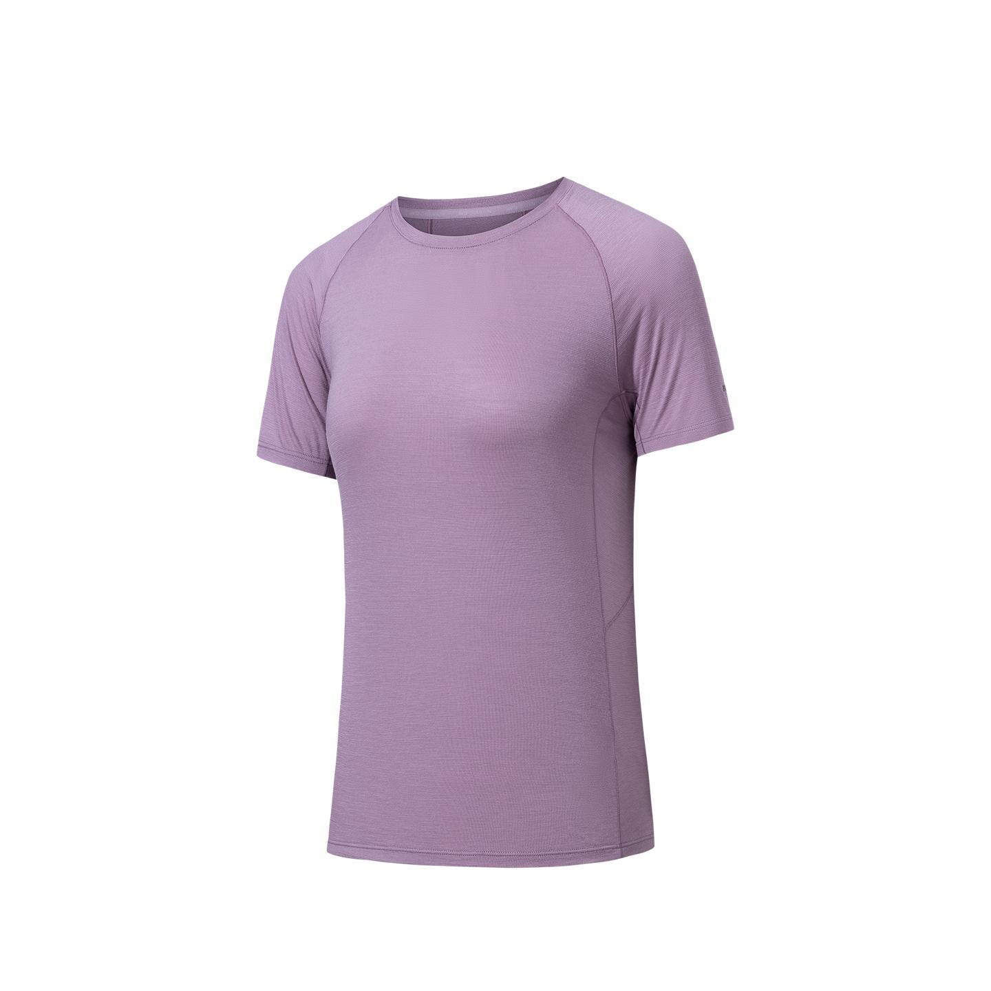 Anta Champion Womens Short Sleeve Knitted T-Shirt 2026 Summer Women tops Lotus-Purple 162620114-4 S