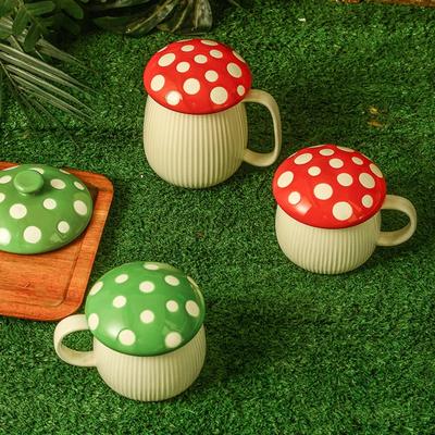 Tasse à café en céramique en forme de champignon de 300 ml / 10 oz avec couvercle, adaptée pour le café, le thé, le chocolat chaud, etc., adaptée pour la maison et le bureau
