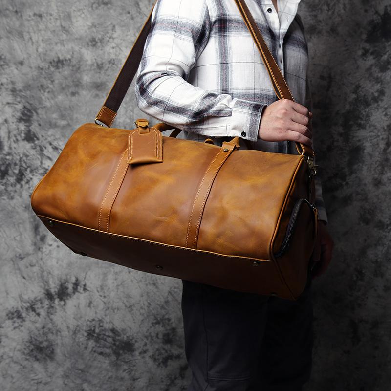 Retro Leather Bag First Layer Cowhide Large Bag Business Trip Handbag Shoulder Messenger Bag