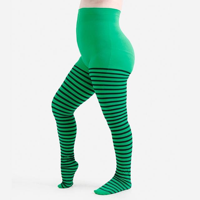 New Design Ladies 110Kg Plus Size Striped Tights Christmas Costume Halloween Stockings Horizontal Pantyhose Red Green Large Size