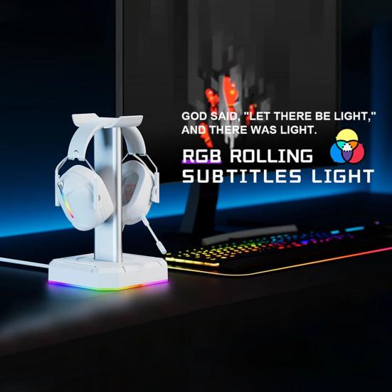 1 Set Headphone Backlight Aluminum Headphone Stand RGB Display Bracket Vertical Gaming Headset