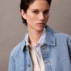 Calvin Klein Trendy Rolled Cuff Cotton Denim Jacket Women Jackets Light-Blue 44B742G