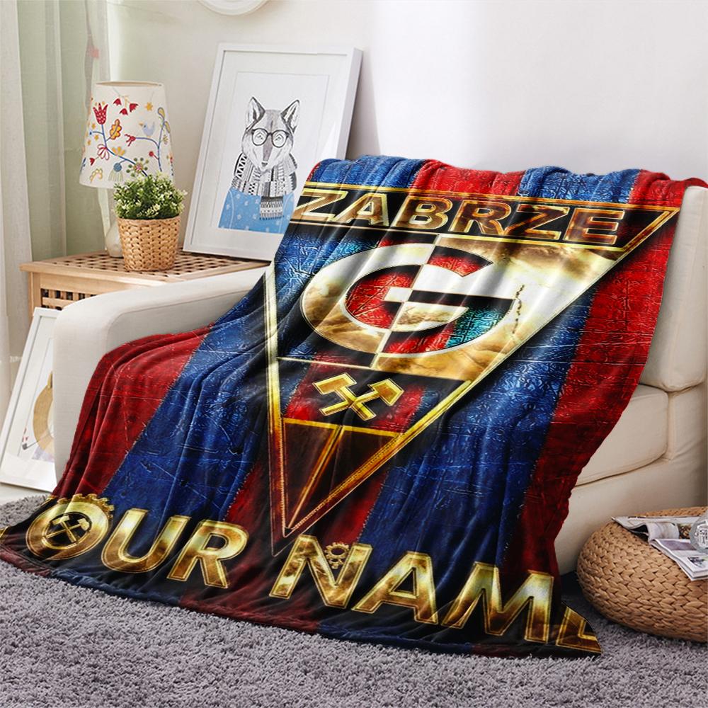 1PC Custom Name Górnik Zabrze Patterned Flannel Blanket Suitable For All Seasons for Home Decor Warmth and Comfort Gifts Holiday Present