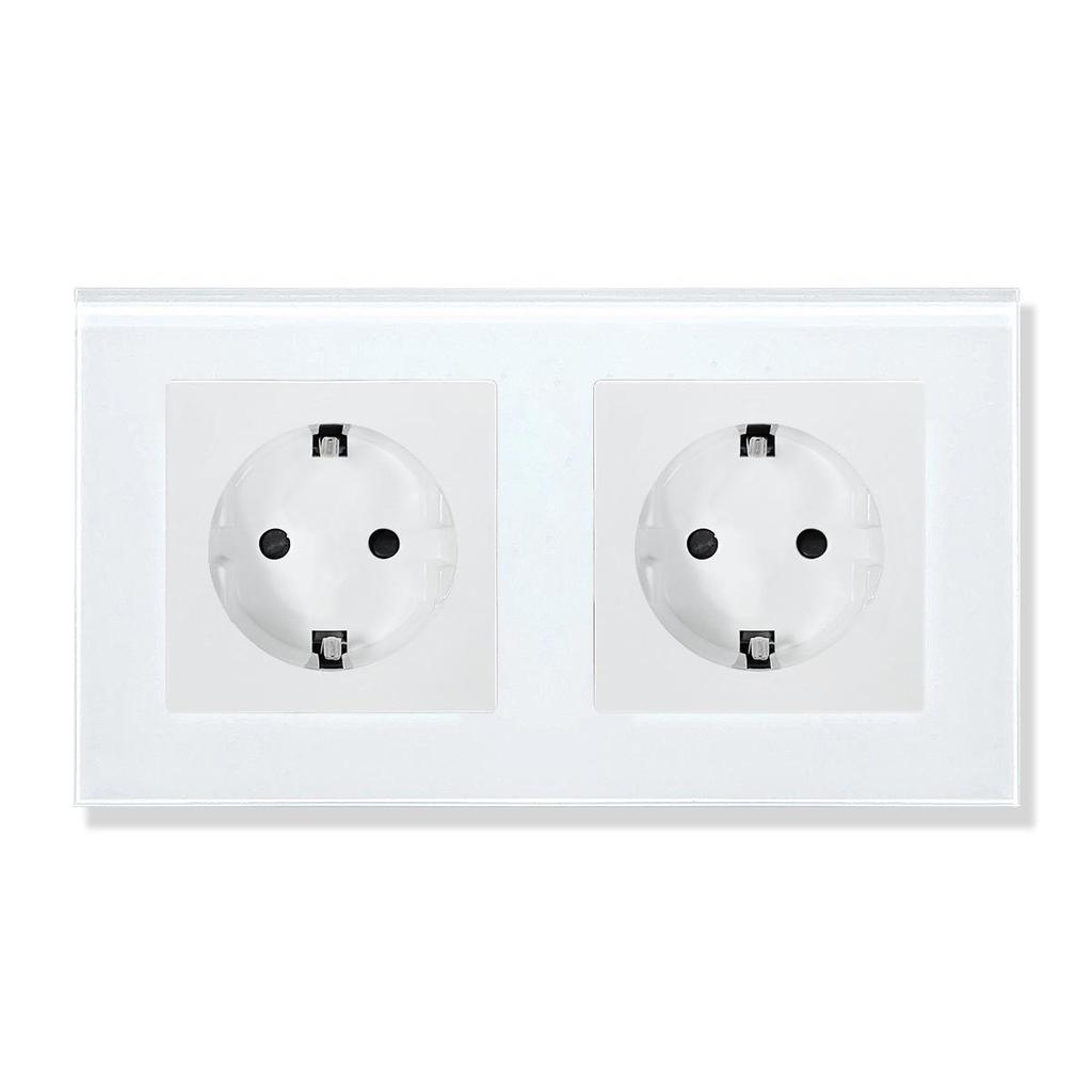 Złoty Panel Ze Szkła Hartowanego Okrągłe Rosyjskie Gniazdko Ścienne 16A – Ukryty Design