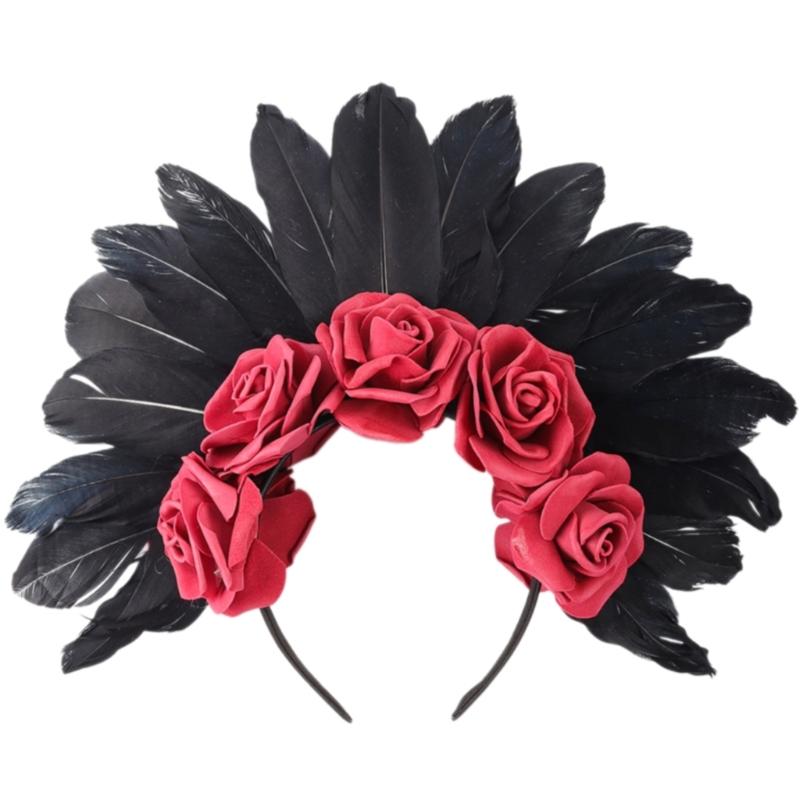 Zartes Feder-Blumen-Haarband für Halloween-Kostümpartys und Maskeraden Festliches Stirnband Party-Haardekoration