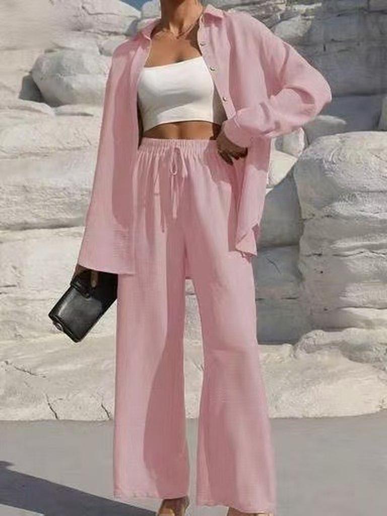 Modisches Frühjahrs-Freizeit-Oversize-Langarm-Strickjacken-Zweiteiler-Set für Damen, einfarbiges Outfit