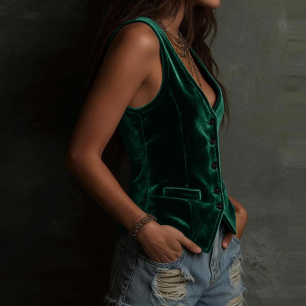 2026 Spring/Summer Women's Sleeveless Button Vest Tank Top - Sexy & Stylish