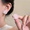 Korean Sweet Colored Ice-transparent Blossoming Flowers Stud Earrings for Women Summer Vacation Temperament Piercing Jewelry