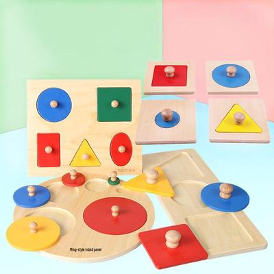 Montessori Holz-Geometrie-Steckbrett für Früherziehung und Kleinkind-Puzzles