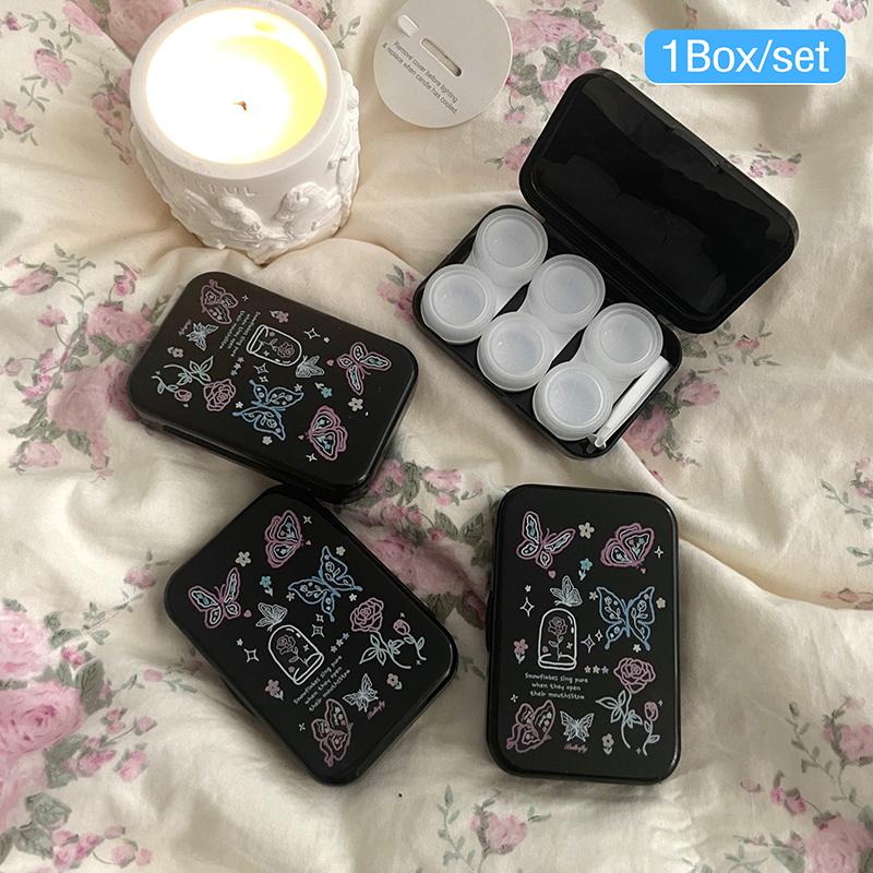 3Pair Sweet Butterfly Contact Lenses Care Box Portable Contact Lens Storage Case Girls Beauty Pupil Container Travel Kit