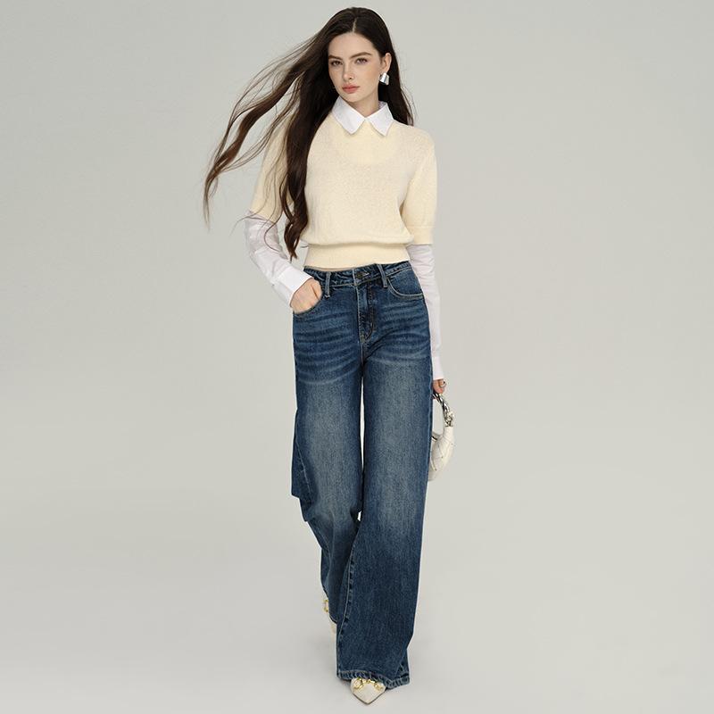 MBB 2025 Autumn Women s High-Waisted Petite Micro Flare Jeans 25