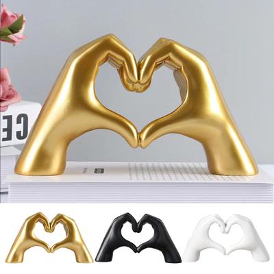 Love Gesture Figurine Resin Love Heart Hand Shape Statue Sculpture Home Office Wedding Party Desktop Decoration Ornament