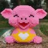 3D Model DIY Mini Diamond Blocks Bricks Building Animal World Pink Smile Pig Piggy Sit Pet Doll Toy for Children Gift