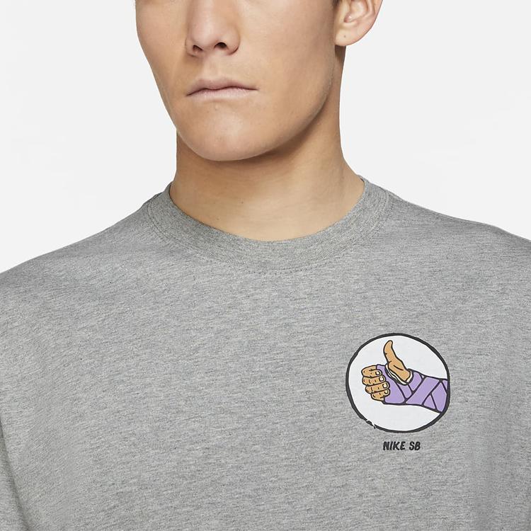 Nike Casual Sport Thumb Print Skateboard Short Sleeve T-Shirt Men Tops Grey DJ1221-063