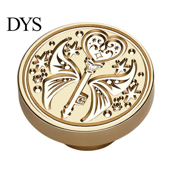 Crafting Stamp Replacement Brass Wax Seal Head, Vintage Key Pattern Embossed Sealing Accessories Head for Envelope Journal Gift Packaging Invitation