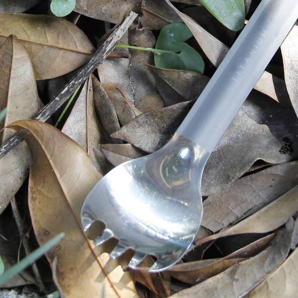 TOAKS Titanium Long Spoon or Spork with Polished Bowl Ultralight Spork Outdoor Camping Cutlery (SLV-14)